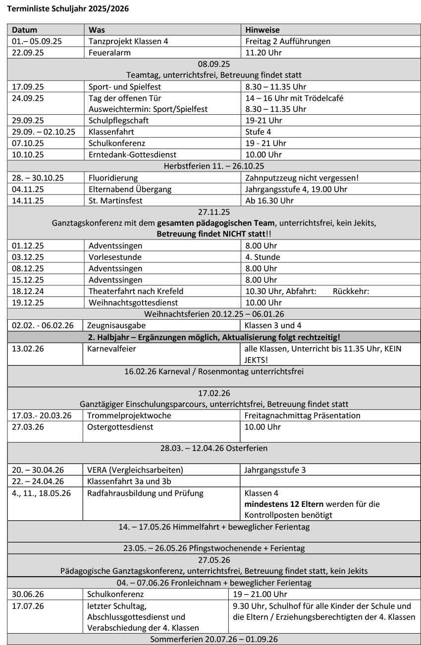 Terminliste Eltern 1